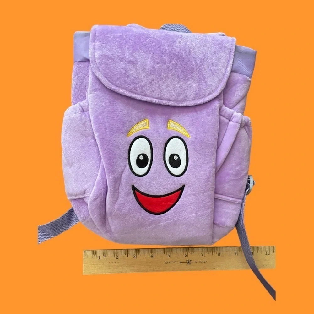 NEW Dora The Explorer Plush Mr. Face Small Purple Plush Backpack Bag with Map